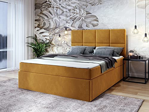 lukmebel Wendy Polsterbett 160 x 200 cm mit Bettkasten - Doppelbett 160 x 200 mit Lattenrost - Bett 160 x 200 mit Stauraum Magic Velvet 2215