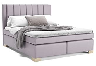 PANDA MÖBEL Maurice Boxspringbett 160 x 200 cm Doppelbett mit hochwertiger Pocket-Matratze und Topper, Polsterbett, Bett, Bettgestell, Stilvoll, Schlafzimmer, Modern (Grau 01, 160 x 200 cm)