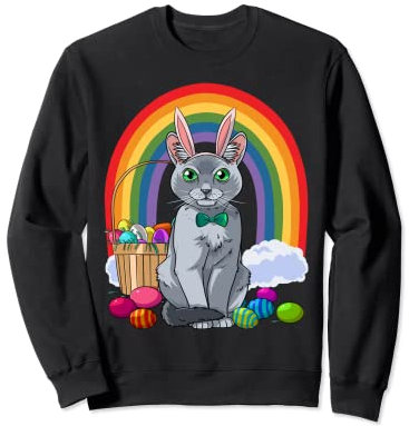 Russische blaue Katze Ostereier Hase Sweatshirt