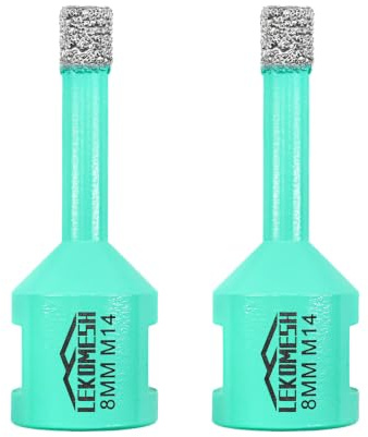 Broca de Diamante 2 piezas 8 mm x M14 -Sierra de Corona para Porcelánico Cerámica Mármol Granito Piedra Cuarzo Soldada al Vacío Taladro de Diamante,Amoladora Angular LEKOMESH