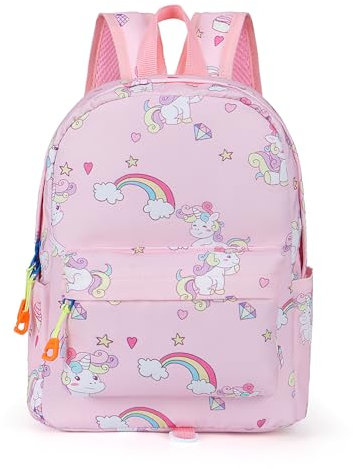 Hifot Einhorn Rucksack Mädchen, Mini Kinderrucksack mit Brustgurt, Tagesrucksack Taschen Doppel Schultertasche Einhörner Geschenke für Kleine Mädchen