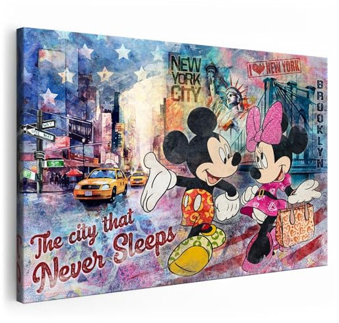 Artmazing | Mickey und Minnie Maus Bild bunt | Mickey Maus Bilder auf Leinwand | Leinwandbilder XXL Wohnzimmer | Bild Minnie | Leinwand Mickey Maus | Bilder | Leinwand XXL | Mickey Maus Bild Leinwand