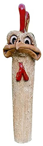 DonDown Gartendeko Gartenstecker Lustig verstecktes Huhn Figuren aus Harz,Lustiger Langer Hals Huhn Gartenarbeit Geschen Gartendekoration, Handgefertigter Garteneinsatz Gartenfigur (B, 25cm)