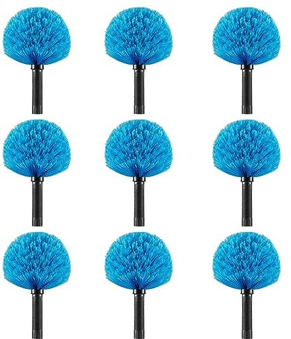 ShouRong 9pcs Screw on Cobweb Duster Head for Pole, Blue | Spider Web Remover Brush | Fits Standard 3/4 inch Threaded Poles