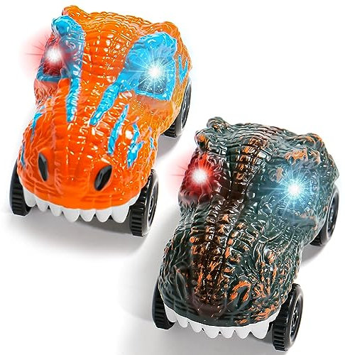 jerryvon Dinosaure Voiture Enfant Compatible avec Circuit Voiture Enfant, Dinosaure Jouet Enfant 3 4 5 Ans Garçon Petite Voiture Bebe Cadeau Noel Enfant Garçon Fille 3 4 5 Ans (2 PCS)