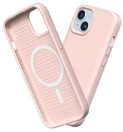 RhinoShield Coque Compatible avec [iPhone 15 Plus] | SolidSuit Compatible avec Magsafe - Coque Fine avec Technologie d'absorption des Chocs et Finition Premium Mate - Rose Poudré
