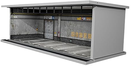 Fonowx 1/64 Scale Parking Lot Model Car with Light, Diecast Car Garage Display Case, Garage Display Case, Storehouse