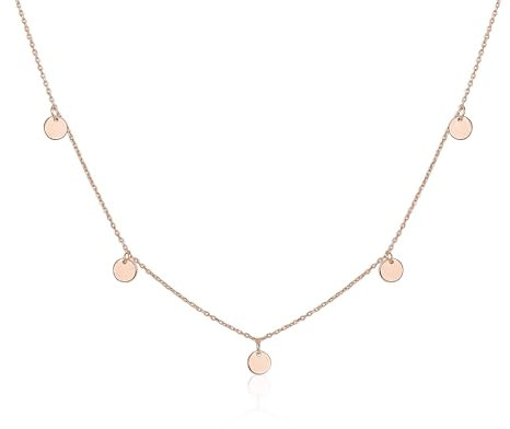 Mary & Jules Halskette Damen Rosegold 925 Sterling Silber, aus recyceltem Silber, vergoldet, Kette mit Plättchen, Choker Kette Damen Rosegold, Coin Kette Gold für Frauen Mädchen, Goldkette Damen