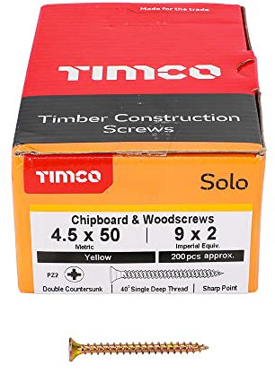 200 Pcs Box of Wood Screws Double Countersunk General Purpose (4.5mm x 50mm)