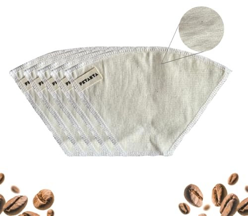 PETARYA 5er-Pack Nr. 4, wiederverwendbarer Kaffeefilter aus Stoff, Filter aus Bio-Baumwolle, maschinenwaschbar, keine Chemikalien, umweltfreundliches Design