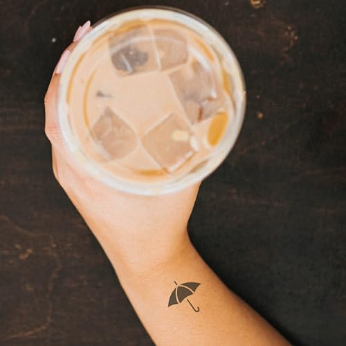 Inkster® Regenschirm Tattoo | Temporäres Tattoo mit EU-Kosmetikzertifizierung | wasserfest + vegan | revolutionäres 2-Wochen-Tattoo | Fake Tattoos und Klebetattoos für Erwachsene