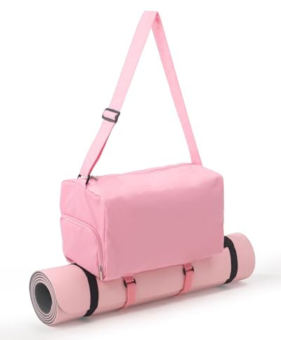 RARE SPACE Petit sac de sport avec support pour tapis de yoga, avec compartiment à chaussures, résistant à l'eau, sac de voyage de nuit, rose, Small, Style sportif