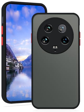 Compatible with Xiaomi 14 Ultra Case Shockproof, Xiaomi 14 Ultra Phone Case Translucent Matte Magnetic Bumper Cases Ultra Thin Back Anti-Fingerprint Silicone Cover for Women Men (Black)