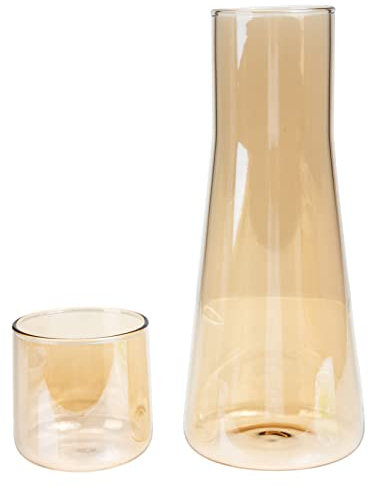 KICHOUSE Botella De Vidrio Para Agua Fría Recipiente Grande Para Jugos y Bebidas Para Uso Diario Casa y Oficina Color Champán