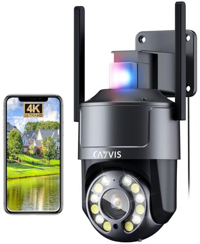 4K Überwachungskamera Aussen, PTZ Kamera Outdoor ,355°/90° Schwenkbar, Personenerkennung und Automatische Verfolgung,Rot-und Blaulichtalarm,Farb-Nachtsicht 30M, 2-Wege-Audio,IP66,Weiß (Version 1.0)