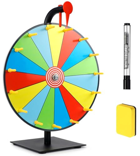 Mumjooyi Glücksrad zum Drehen 30cm Drehrad Glücksrad Zum Selbstgestalten Gluecksrad Gluecksrad mit Radiergummi und Markierstift für Lotteriespiele Wortspiele Neujahr Karneval Party