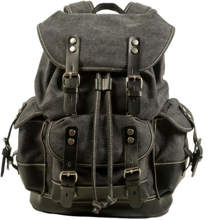 Colcolo Canvas-Rucksack, Reiserucksack, Lässiger Tagesrucksack zum Bergsteigen, CANVAS Leinwand Rucksack Vintage, RUCKSACK aus Canvas im Vintage Stil, Leicht für Herren und Damen Outdoor, DUNKELGRAU