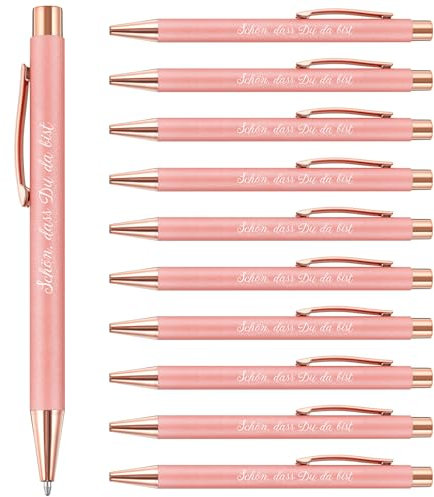Tenare 10 Stück Schön Dass Du Da Bist Gastgeschenk Kugelschreiber Rosegold Druckkugelschreiber Gastgeschenke Hochzeit Kugelschreiber Dankeschön Geschenk für Gäste Kollegen Lehrerin