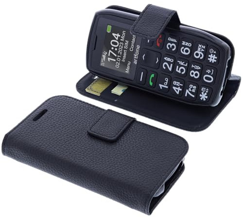 foto-kontor Tasche kompatibel mit Artfone C1 4G Volte Seniorenhandy Book Style schwarz Schutz Hülle Buch