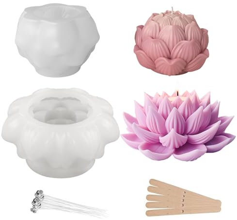 2 stampi per candele 3D a forma di fiore, sapone, candela, in silicone, per aromaterapia, candele, decorazioni fai da te, decorazioni artigianali