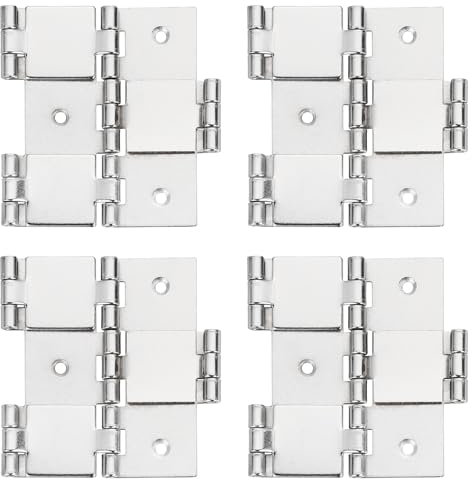 sourcing map Cerniere a doppio effetto, paravento pieghevole, 4 pezzi, cerniere a doppia oscillazione da 7,6 cm, stile retrò, rotazione di 270 gradi, bianco puro