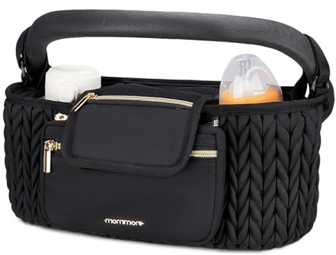 Mommore Kinderwagen-Organizer mit isoliertem Getränkehalter, Universal-Kinderwagen mit abnehmbarer Handytasche, Zubehör für Kinderwagen, Doona, Jogger, Britax, Mompush, Bob
