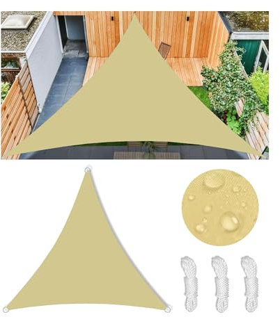 Tenda a Vela Parasole Vela Ombreggiante Triangolare Impermeabile Tenda a Vela Giardino Protezione UV 98% Tende da Sole con Corda di Nylon e Anello D per Esterno Giardino 8x8x8M