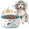 Gamelle pour Chien en Céramique - Bol pour Chien avec Empreinte de Patte Heureuse - Idéal pour Petits à Moyens Chiens - Diamètre 15,5 cm - 900 ML - Vert