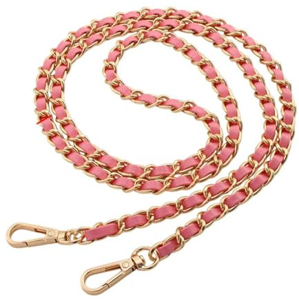 Fenteer Ersatz Taschenkette,Comforty Taschengurt Gold für Taschen,Handtaschenketten, Taschenriemen Flacher, Tasche Schulterriemen,120cm Rosa/Gold