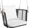 GIANTEX Hängesessel Outdoor, Hängestuhl aus Rattan & Metallrahmen, Hängesitz mit Rücken- & Armlehnen, Schaukelsessel mit Sitz- & Rückenkissen, Schaukelstuhl Hängend mit Hängeseilen bis 180kg belastbar