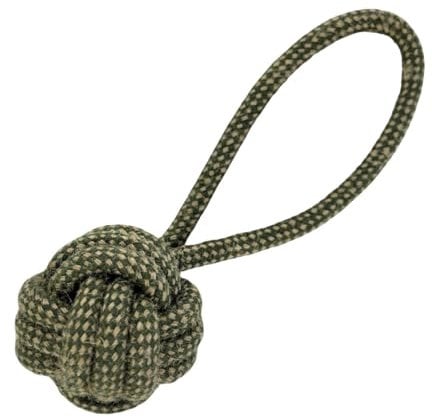 HugglePets Legacy Hemp Ball Tugger Dog Toy | Braided Rope with Knot | Hypoallergenic Tug of War Puppy Chew Toys | Cleans Teeth and Massages Gums | Interactive Play For Dogs of All Ages & Breeds | 23cm
