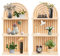 Yallmie 2 Stück Boho Holz Regenbogen, 3 Etagen Wandregal Boho Wanddeko, 20*10*40cm Böhmische Hängeregal Pflanzregal Wandregale für Wohnzimmer, Schlafzimmer, Kinderzimmer, Büro, Küche (Original Holz-3)