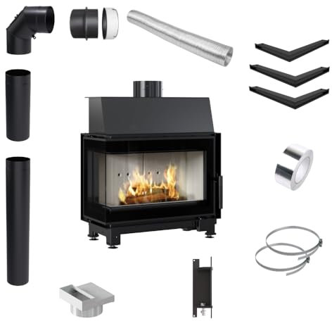 KRATKI Kamineinsatz aus Stahl SIMPLE 6kW Eck links Ø150 BImSchV 2 EEK A