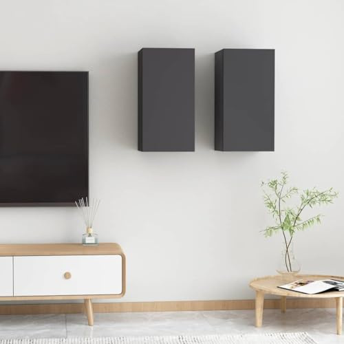 WEMYUFURN TV-Schränke 2 STK. Grau Sideboard hängend Fernseher Schrank wohnzimmerschrank hängeschrank 30,5x30x60 cm Holzwerkstoff