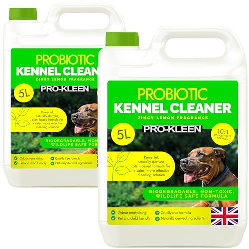 Pro-Kleen ProBiotic Kennel Cleaner 2 x 5L - Cleans & Neutralises Odours - Biodegradable, Non-Toxic, Wildlife & Pet Safe - Naturally Derived Ingredients - Cruelty Free & Vegan (Lemon Fragrance)