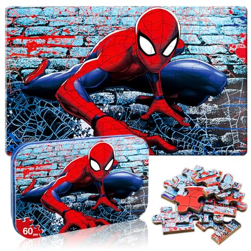 Kids Puzzles Ages 3-8, 60 Pieces Jigsaw Puzzles in Metal Box, Educational Learning Toys for Boys and Girls, Premium Puzzle Games, Kids Puzzle Gift