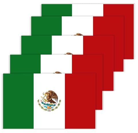 5 pegatinas de la bandera de México, pegatinas de bandera mexicana para coche, parachoques, ventanas, ordenadores portátiles, pegatinas de México