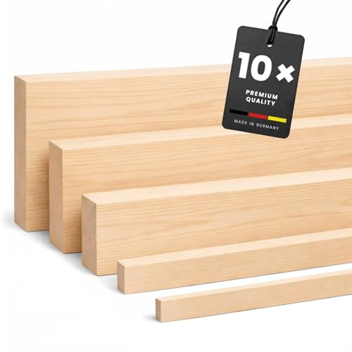 KGM Rechteckleisten Kiefer - Massivholz Roh - 2400 x 40 x 10 mm - 10 Stk. | unbehandelt, überstreichbar, Kantholz für Möbelbau, Innenausbau & DIY, lösemittelfrei, kürzbar, flexible Montage