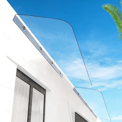 GJZQDKX Tenda da Sole Esterna per Porta d'ingresso e finestre, 40x60 cm, in policarbonato Trasparente, Impermeabile, Non necessita di Supporti. Perfetta per Proteggere verande e finestre.