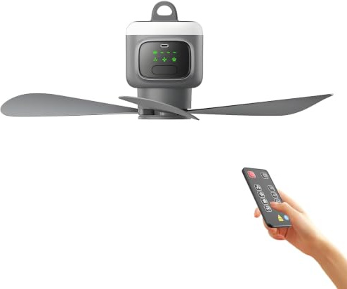 JIABAOZ Ventilador De Techo Con Batería De 45 Cm, 12000Mah, Para Tienda De Campaña Dormitorio Camper