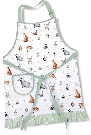 Pimpernel Wrendale Designs Cotton Apron with Front Pocket - Adjustable Adult Cooking Apron for Kitchen, Baking, Grilling - Machine Washable Gift for Chefs & Home Cooks - Durable Kitchen Accessories