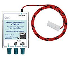 AIV Antennen-Verstärker + Weiche für AM/FM + DAB+ - FAKRA - Erzeugt Phantomspeisung