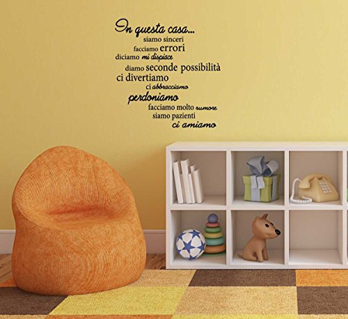 Wandaufkleber in italienischer Sprache für Wohnzimmer, Schlafzimmer, in diesem Haus, Aufkleber für Wände (LARGE 120 x 80 cm) selbstklebend 4You.com