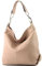 modamoda de T168 Damen Leder Schultertasche Henkeltasche Medium handmade in Italy, Farbe:Rosabeige
