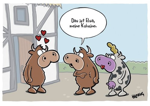 3er-Pack: Postkarte A6 +++ CARTOON von modern times +++ DAS IST ELSA, MEINE KUHSINE. +++ KÖPENICKER CG © HILBRING, Oli