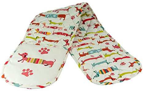 SPOTTED DOG GIFT COMPANY Double Oven Gloves, 100% Cotton, Long Heat Resistant Sausage Dog Oven Mitts, Cute Animal Themed Kitchen Accessories for Cooking & Baking, Dachshund Gifts