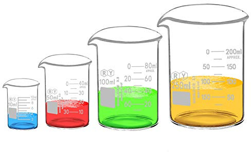 4-Piece Borosilicate Glass Beaker Set, 10-250 mL