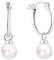 JO WISDOM Perlenohrringe Silber 925 15MM Creolen Hängend Ohrringe mit 8MM Weiß Perlen,Schmuck für Frauen