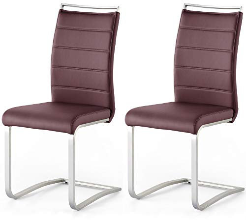 Robas Lund Esszimmerstühle 2er Set Schwingstuhl rot bordeaux, Esszimmerstuhl Stuhl Pescara