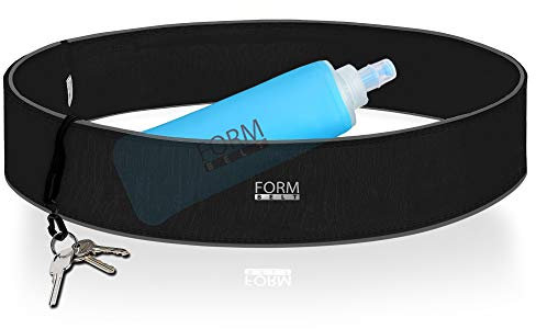 Formbelt Running Belt With Soft flask 350 ml, Mobile Phone Compartment with Carabiner for iPhone 11, Pro, Max 8, X, XS, XR, Plus, Samsung Galaxy S10, S10+, Note 10, A70, Black, XXL